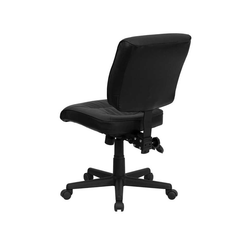 Mid-Back Black LeatherSoft Multifunction Swivel Ergonomic Task Office Chair