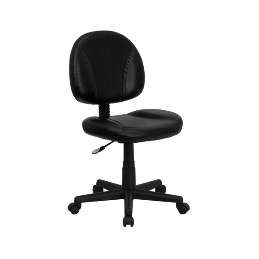 Mid-Back Black LeatherSoft Swivel Ergonomic Task Office Chair with Back Depth Adjustment