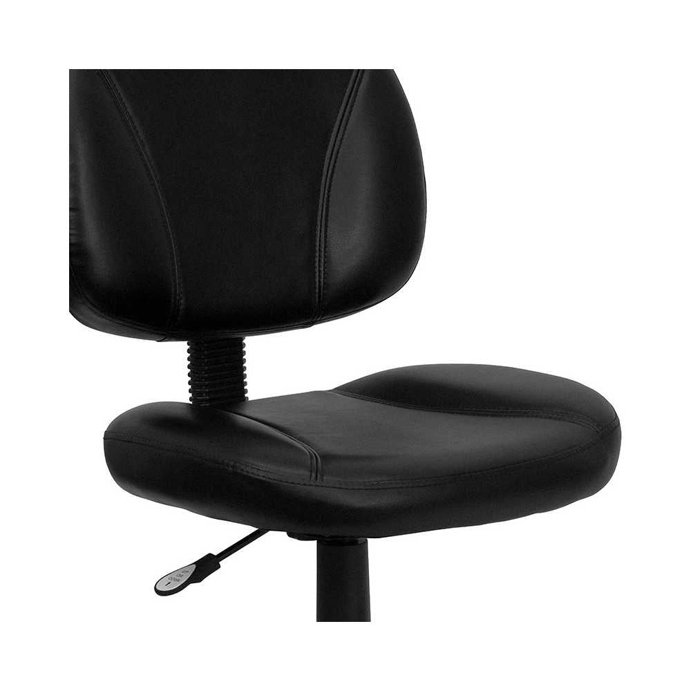 Mid-Back Black LeatherSoft Swivel Ergonomic Task Office Chair with Back Depth Adjustment