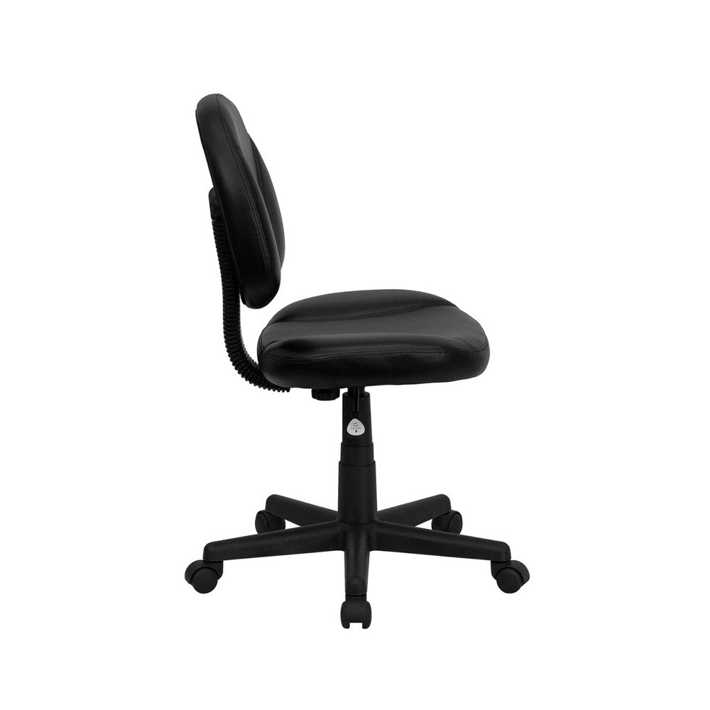 Mid-Back Black LeatherSoft Swivel Ergonomic Task Office Chair with Back Depth Adjustment