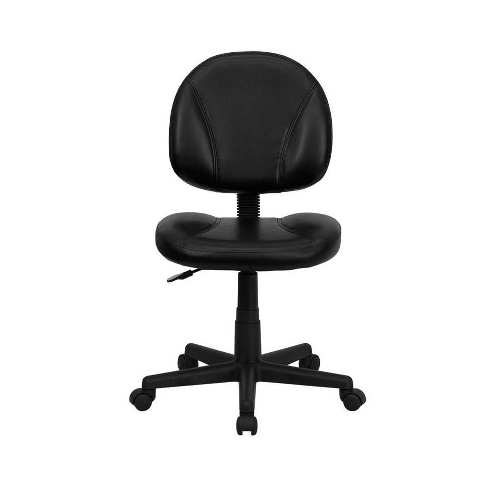 Mid-Back Black LeatherSoft Swivel Ergonomic Task Office Chair with Back Depth Adjustment