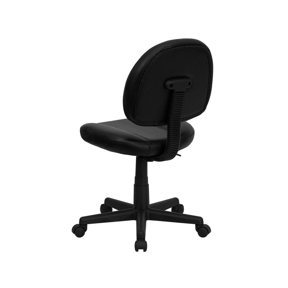 Mid-Back Black LeatherSoft Swivel Ergonomic Task Office Chair with Back Depth Adjustment