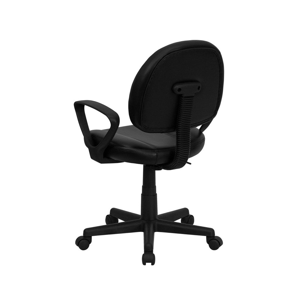 Mid-Back Black LeatherSoft Swivel Ergonomic Task Office Chair with Back Depth Adjustment and Arms