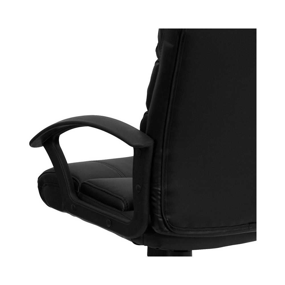 Mid-Back Black LeatherSoft Swivel Task Office Chair with Arms