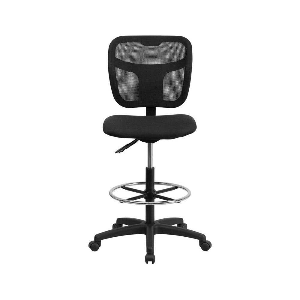 Mid-Back Black Mesh Drafting Chair with Back Height Adjustment