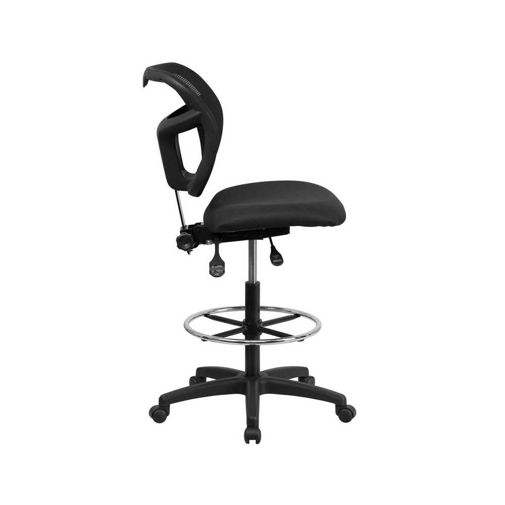 Mid-Back Black Mesh Drafting Chair with Back Height Adjustment