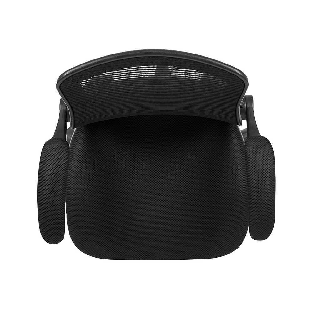 Mid-Back Black Mesh Ergonomic Drafting Chair with Adjustable Foot Ring and Flip-Up Arms