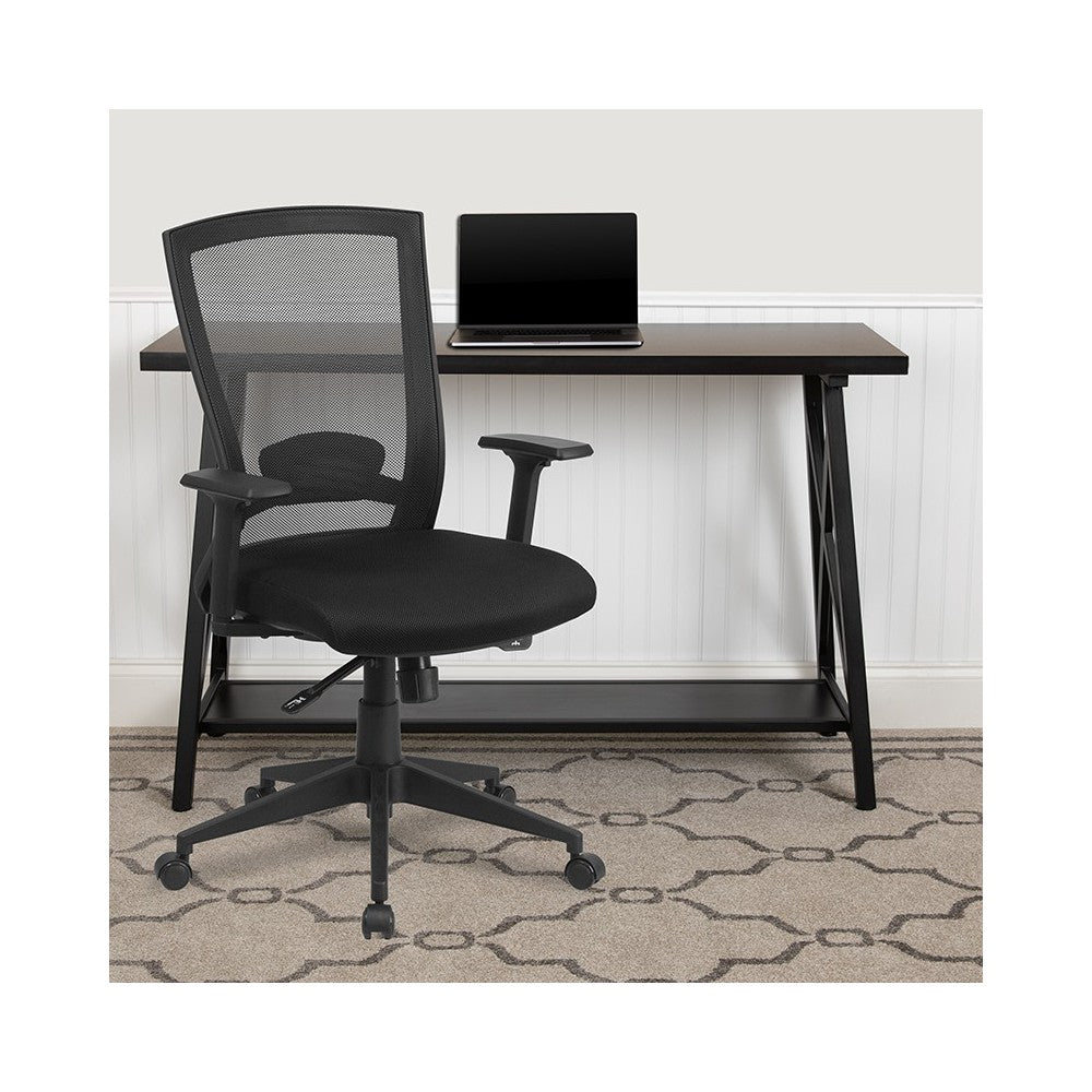 Mid-Back Black Mesh Executive Swivel Ergonomic Office Chair with Back Angle Adjustment and Adjustable Arms