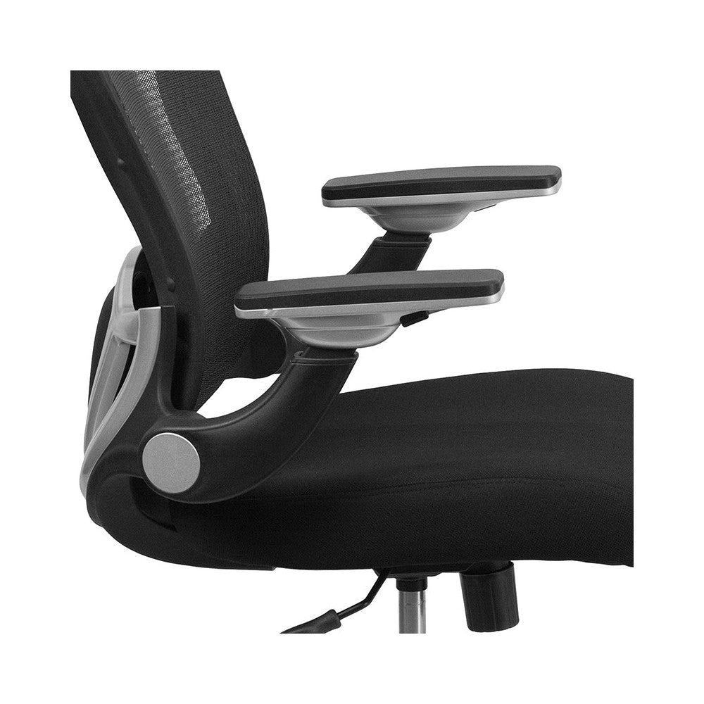 Mid-Back Black Mesh Executive Swivel Ergonomic Office Chair with Height Adjustable Flip-Up Arms