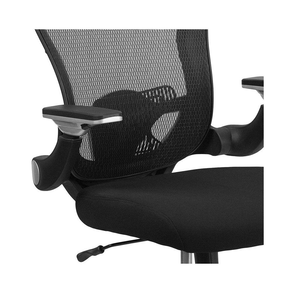 Mid-Back Black Mesh Executive Swivel Ergonomic Office Chair with Height Adjustable Flip-Up Arms