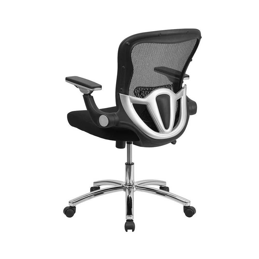 Mid-Back Black Mesh Executive Swivel Ergonomic Office Chair with Height Adjustable Flip-Up Arms