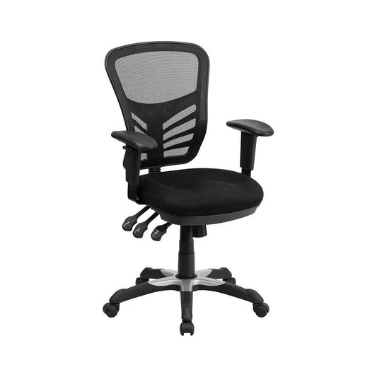 Mid-Back Black Mesh Multifunction Executive Swivel Ergonomic Office Chair with Adjustable Arms