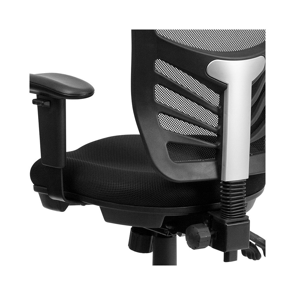Mid-Back Black Mesh Multifunction Executive Swivel Ergonomic Office Chair with Adjustable Arms