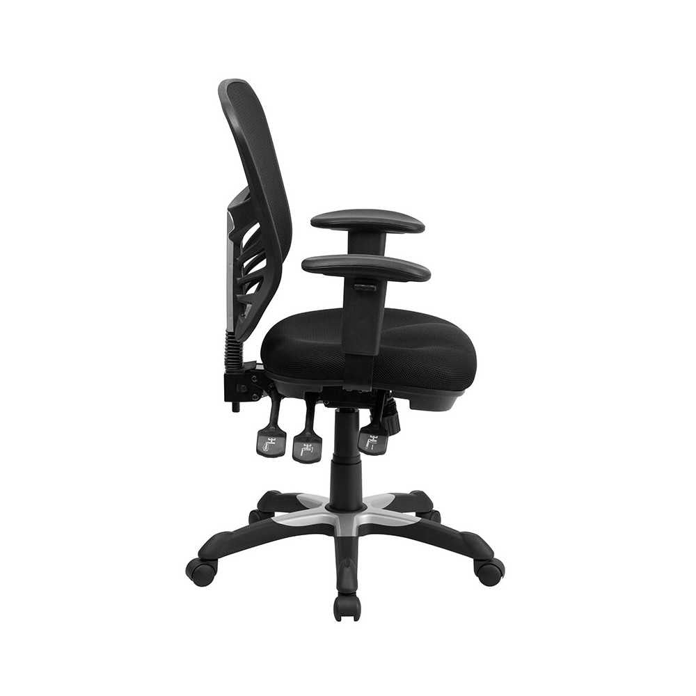 Mid-Back Black Mesh Multifunction Executive Swivel Ergonomic Office Chair with Adjustable Arms