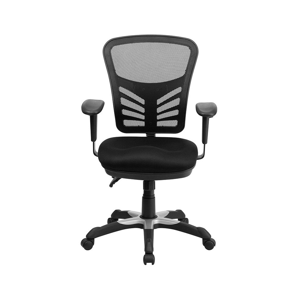 Mid-Back Black Mesh Multifunction Executive Swivel Ergonomic Office Chair with Adjustable Arms