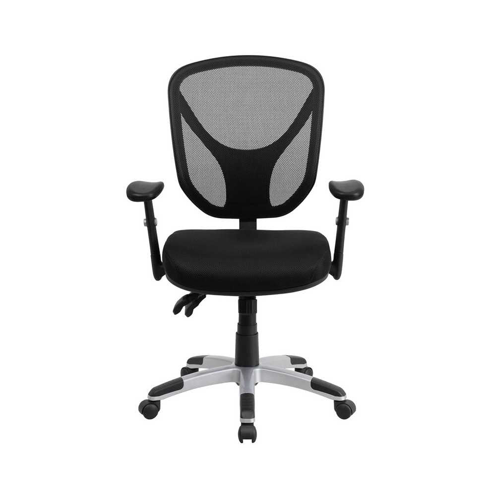 Mid-Back Black Mesh Multifunction Swivel Ergonomic Task Office Chair with Adjustable Arms