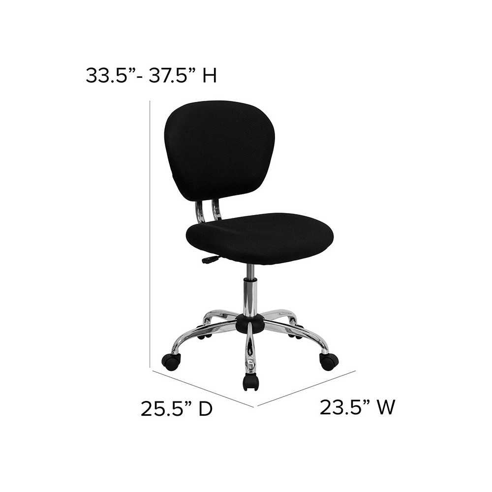 Mid-Back Black Mesh Padded Swivel Task Office Chair with Chrome Base