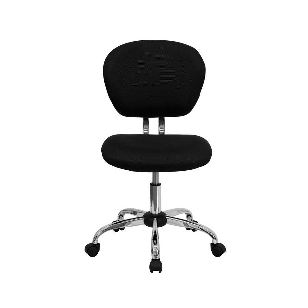 Mid-Back Black Mesh Padded Swivel Task Office Chair with Chrome Base