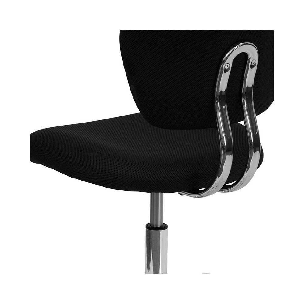 Mid-Back Black Mesh Padded Swivel Task Office Chair with Chrome Base