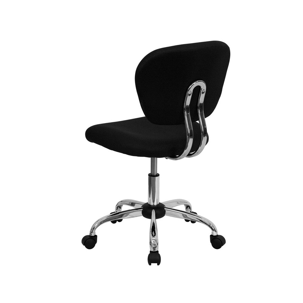 Mid-Back Black Mesh Padded Swivel Task Office Chair with Chrome Base