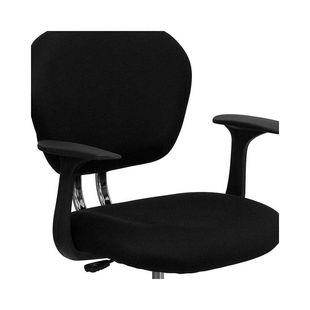 Mid-Back Black Mesh Padded Swivel Task Office Chair with Chrome Base and Arms