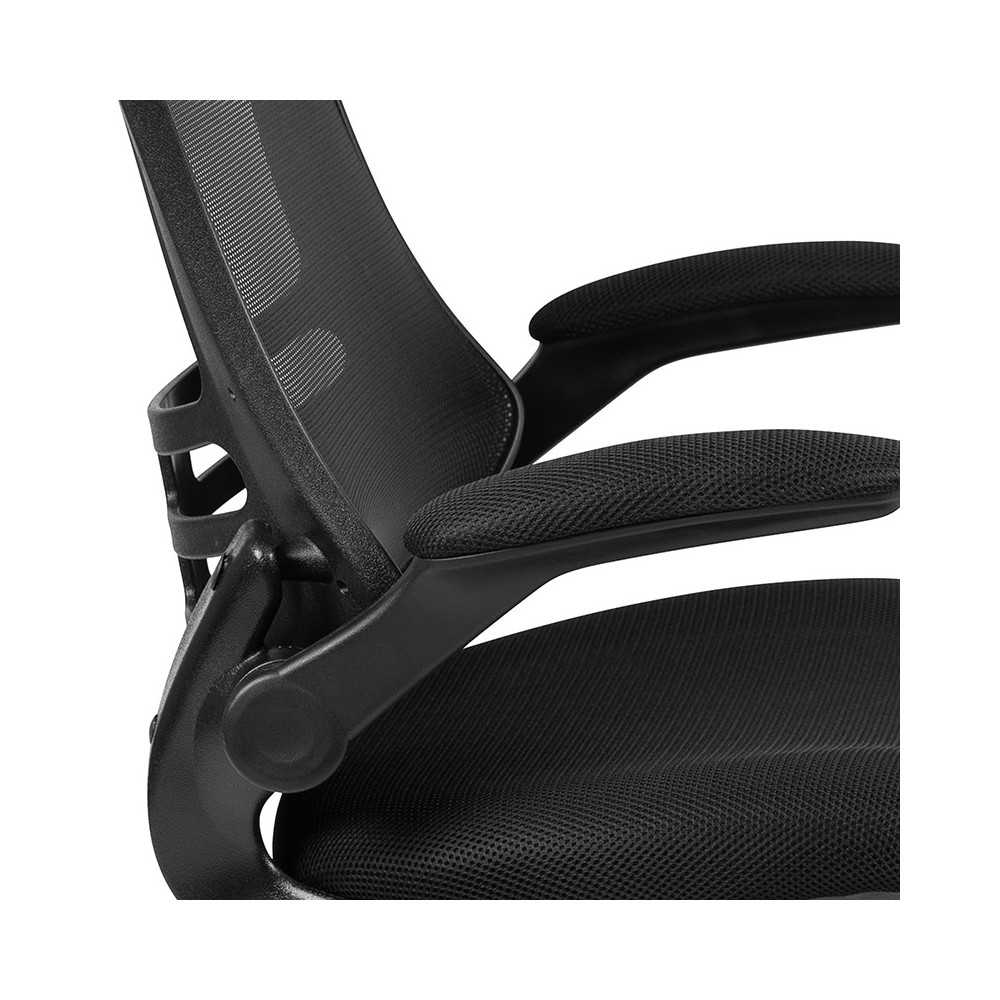 Mid-Back Black Mesh Swivel Ergonomic Task Office Chair with Flip-Up Arms, BIFMA Certified