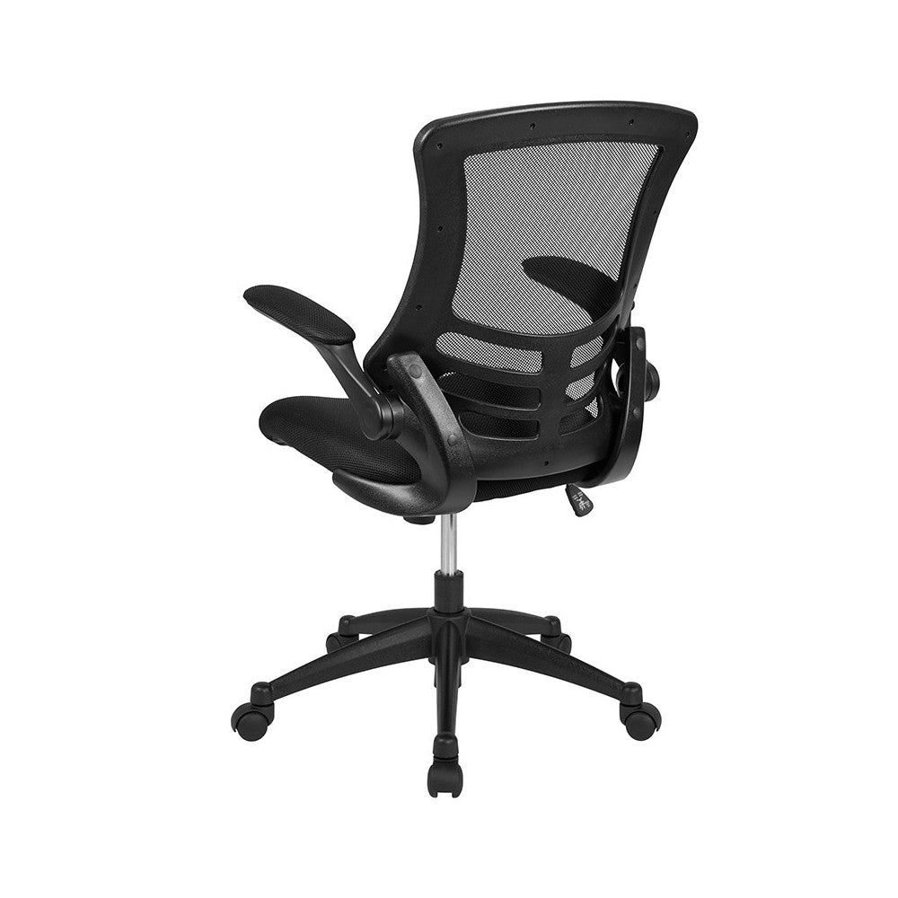 Mid-Back Black Mesh Swivel Ergonomic Task Office Chair with Flip-Up Arms, BIFMA Certified