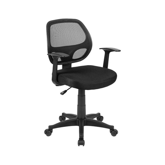 Mid-Back Black Mesh Swivel Ergonomic Task Office Chair with T-Arms - Desk Chair, BIFMA Certified