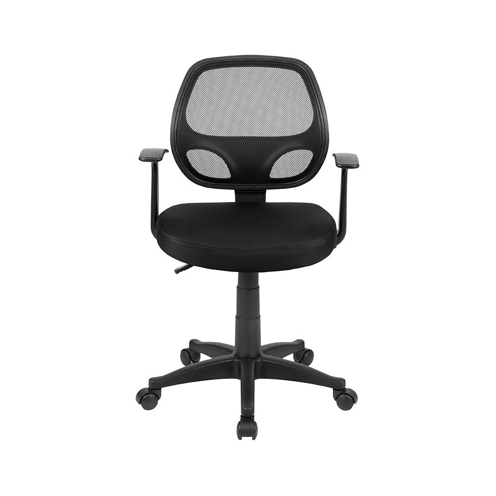 Mid-Back Black Mesh Swivel Ergonomic Task Office Chair with T-Arms - Desk Chair, BIFMA Certified