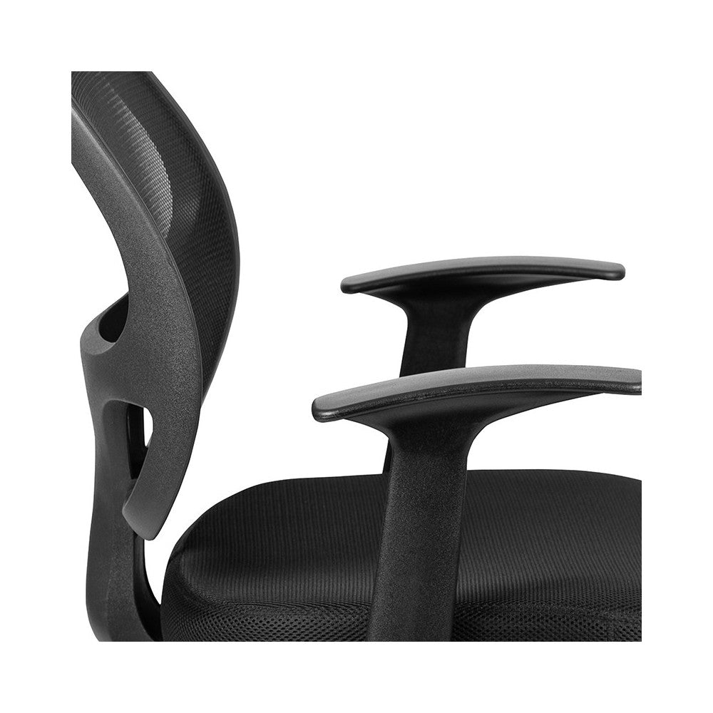 Mid-Back Black Mesh Swivel Ergonomic Task Office Chair with T-Arms - Desk Chair, BIFMA Certified