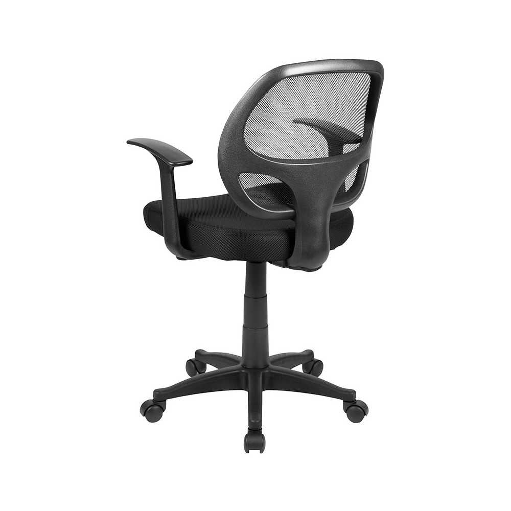 Mid-Back Black Mesh Swivel Ergonomic Task Office Chair with T-Arms - Desk Chair, BIFMA Certified