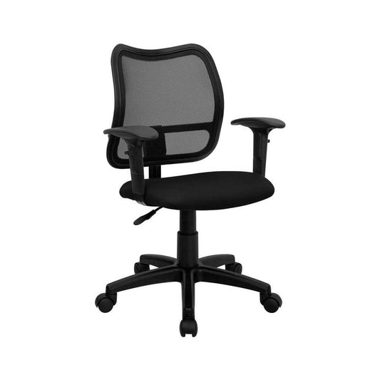 Mid-Back Black Mesh Swivel Task Office Chair with Adjustable Arms