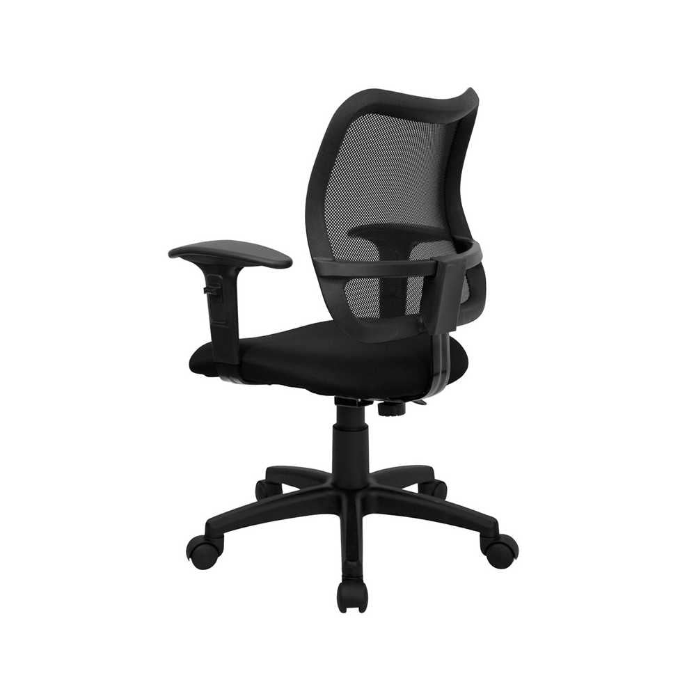 Mid-Back Black Mesh Swivel Task Office Chair with Adjustable Arms