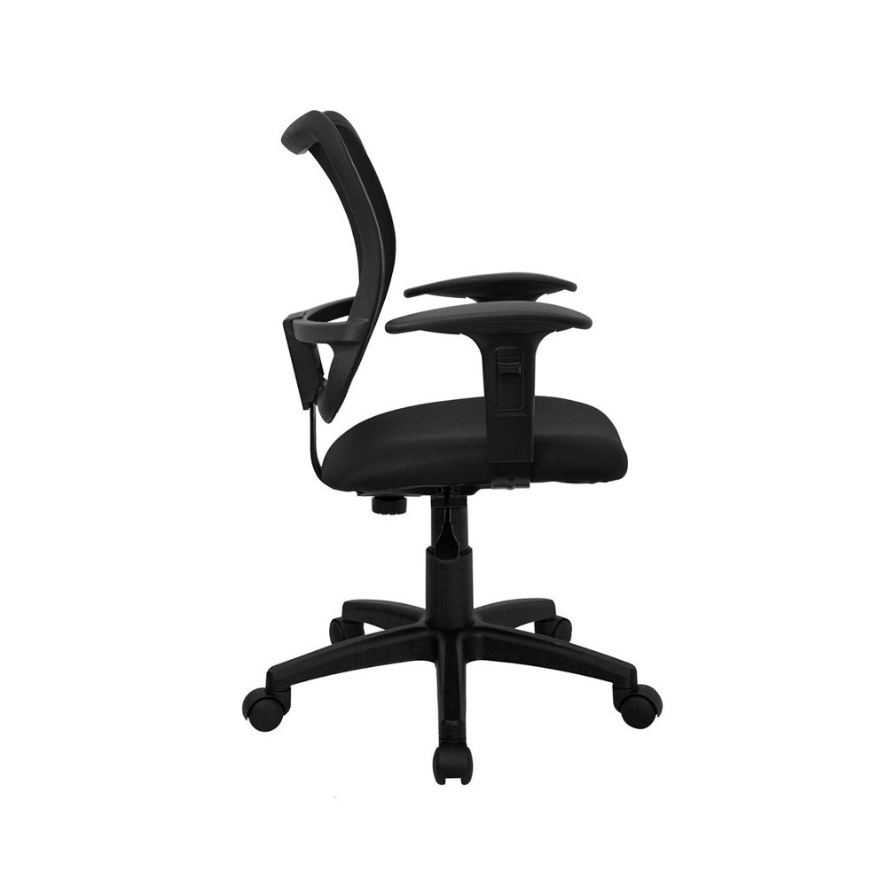 Mid-Back Black Mesh Swivel Task Office Chair with Adjustable Arms