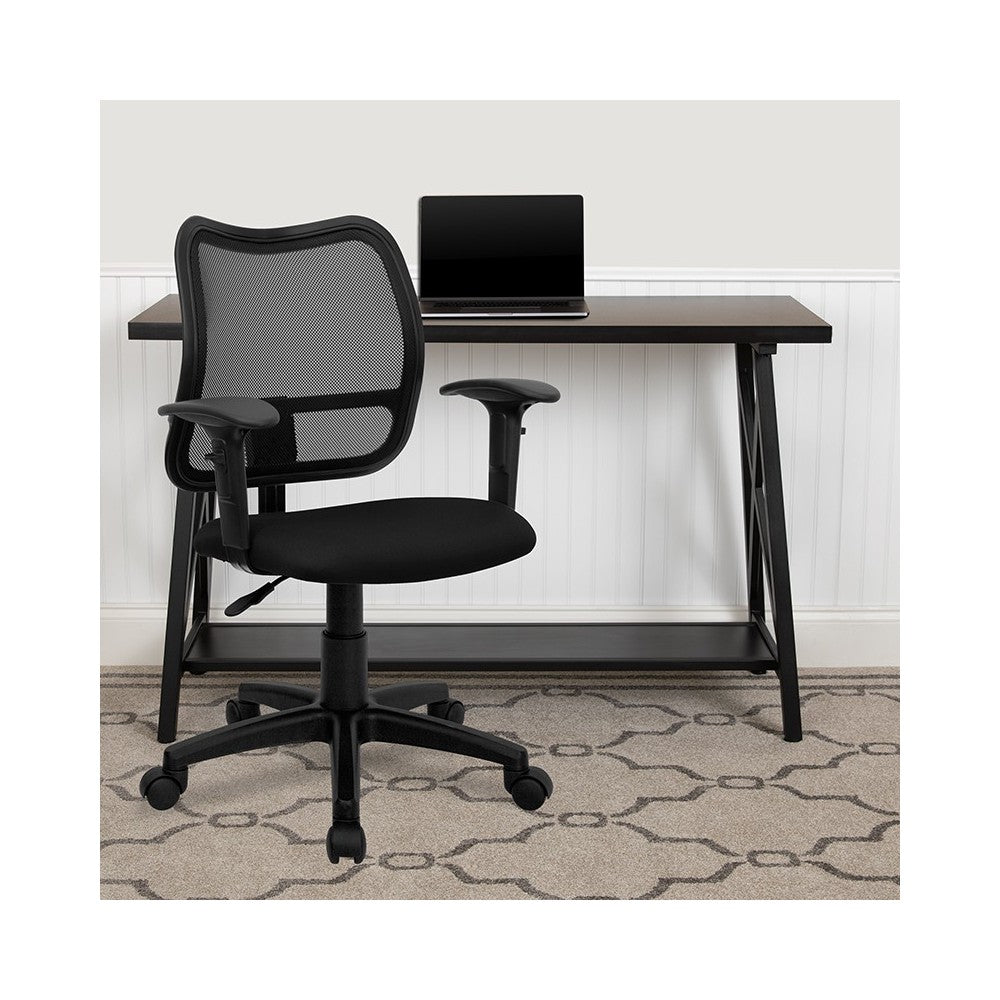 Mid-Back Black Mesh Swivel Task Office Chair with Adjustable Arms