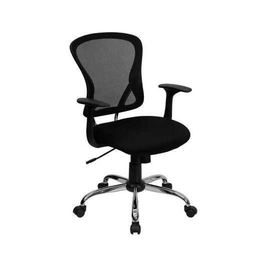 Mid-Back Black Mesh Swivel Task Office Chair with Chrome Base and Arms