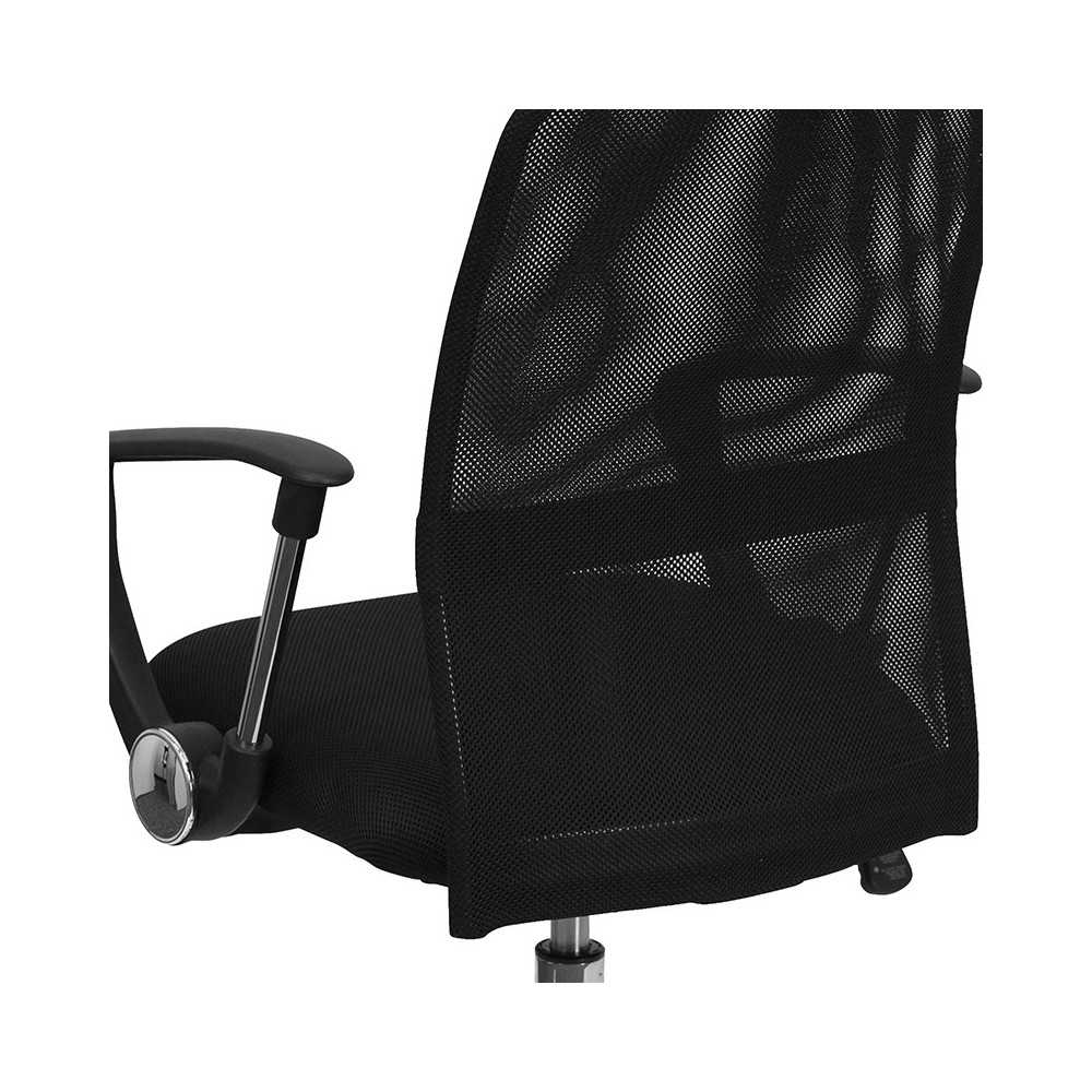 Mid-Back Black Mesh Swivel Task Office Chair with Lumbar Support Band and Arms