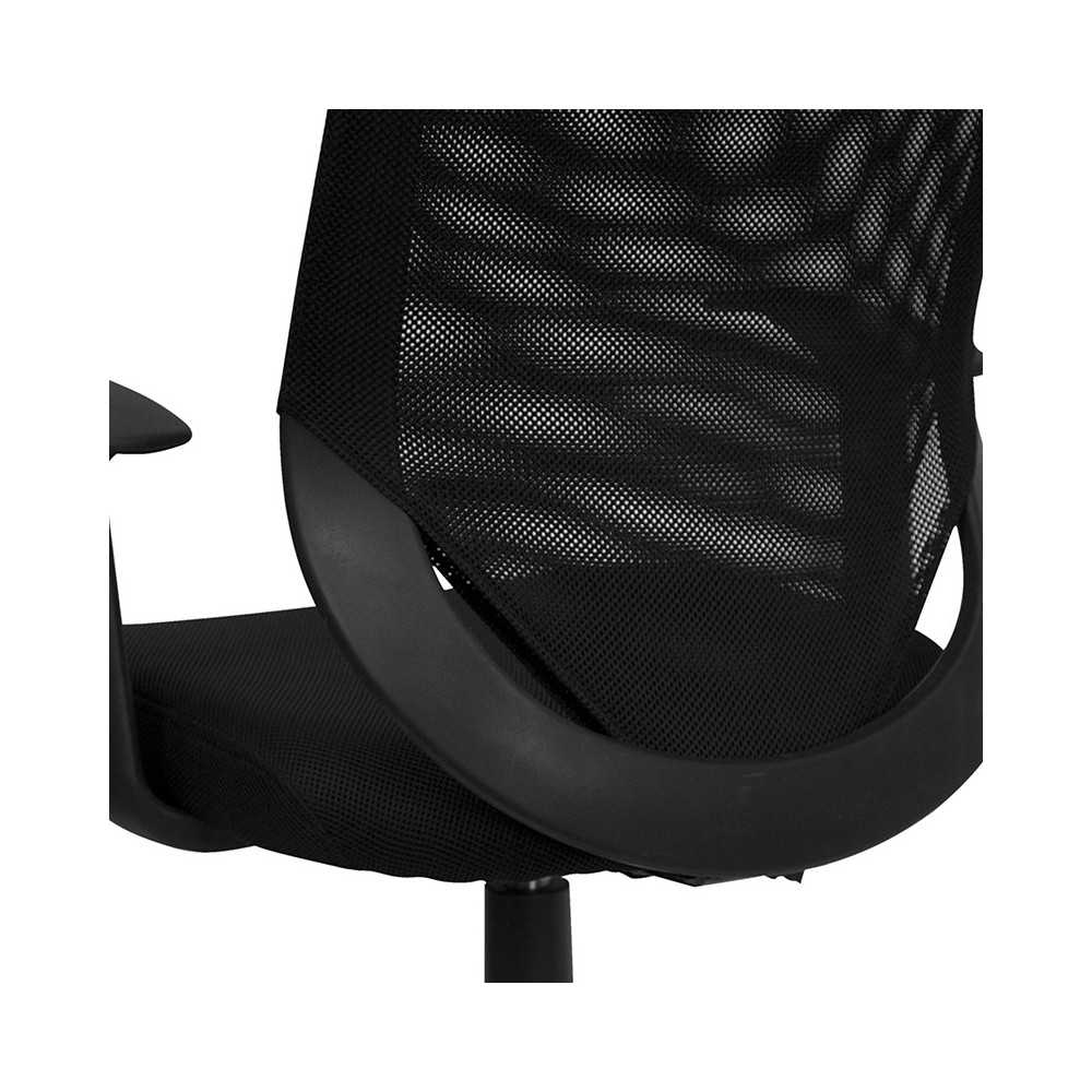 Mid-Back Black Mesh Tapered Back Swivel Task Office Chair with T-Arms