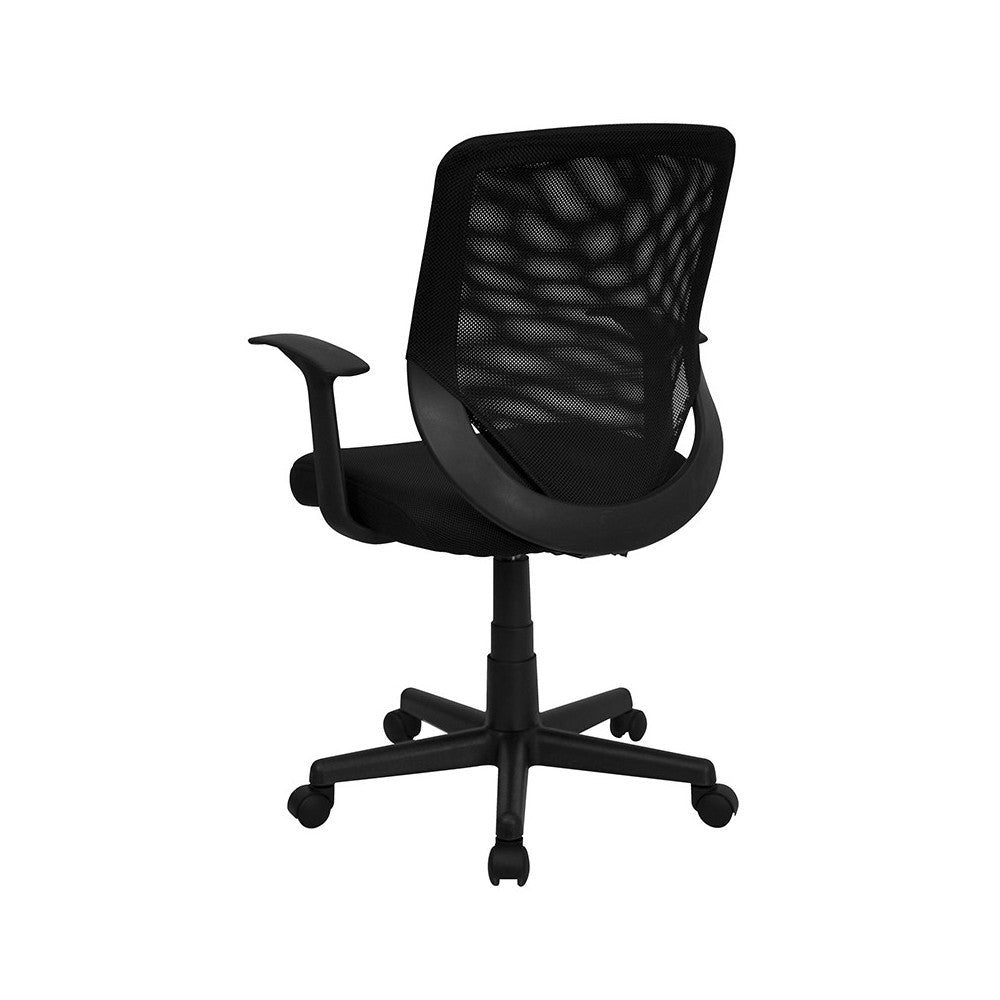 Mid-Back Black Mesh Tapered Back Swivel Task Office Chair with T-Arms