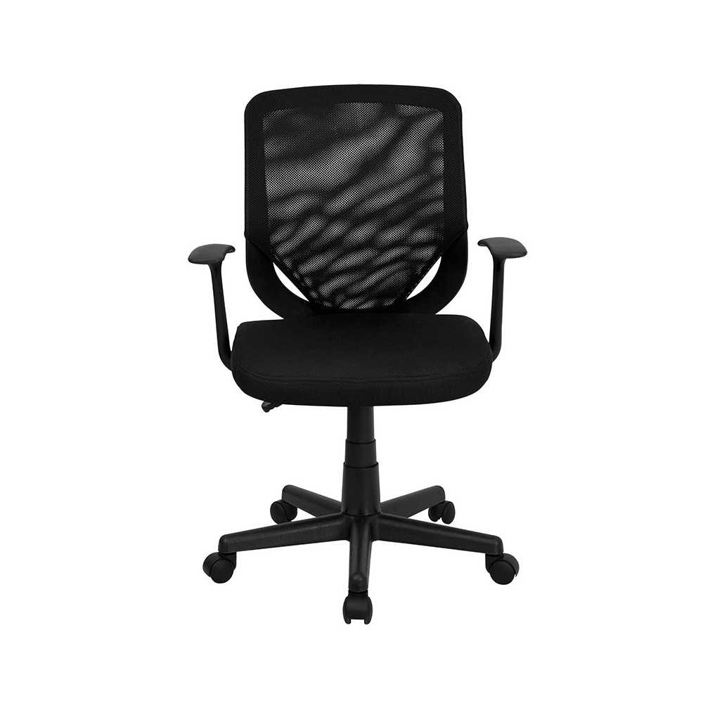 Mid-Back Black Mesh Tapered Back Swivel Task Office Chair with T-Arms