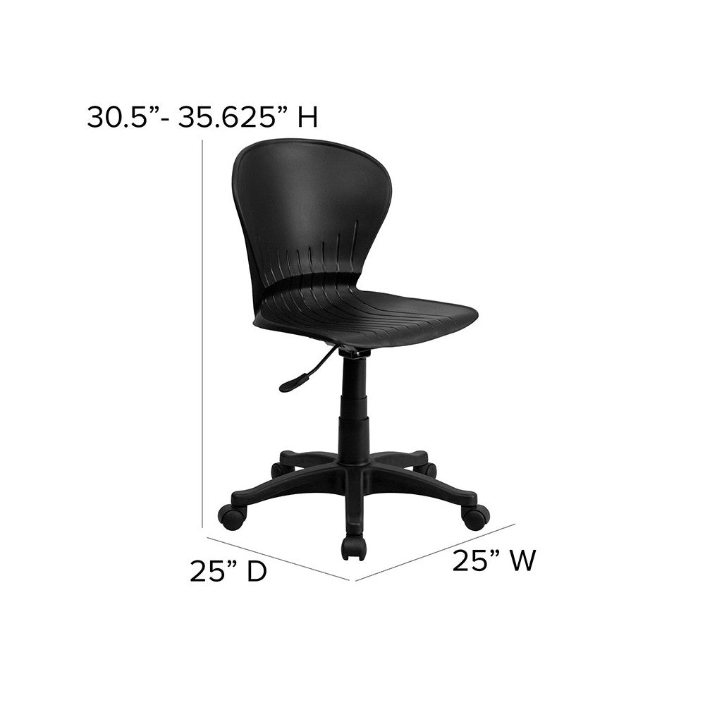 Mid-Back Black Plastic Swivel Task Office Chair