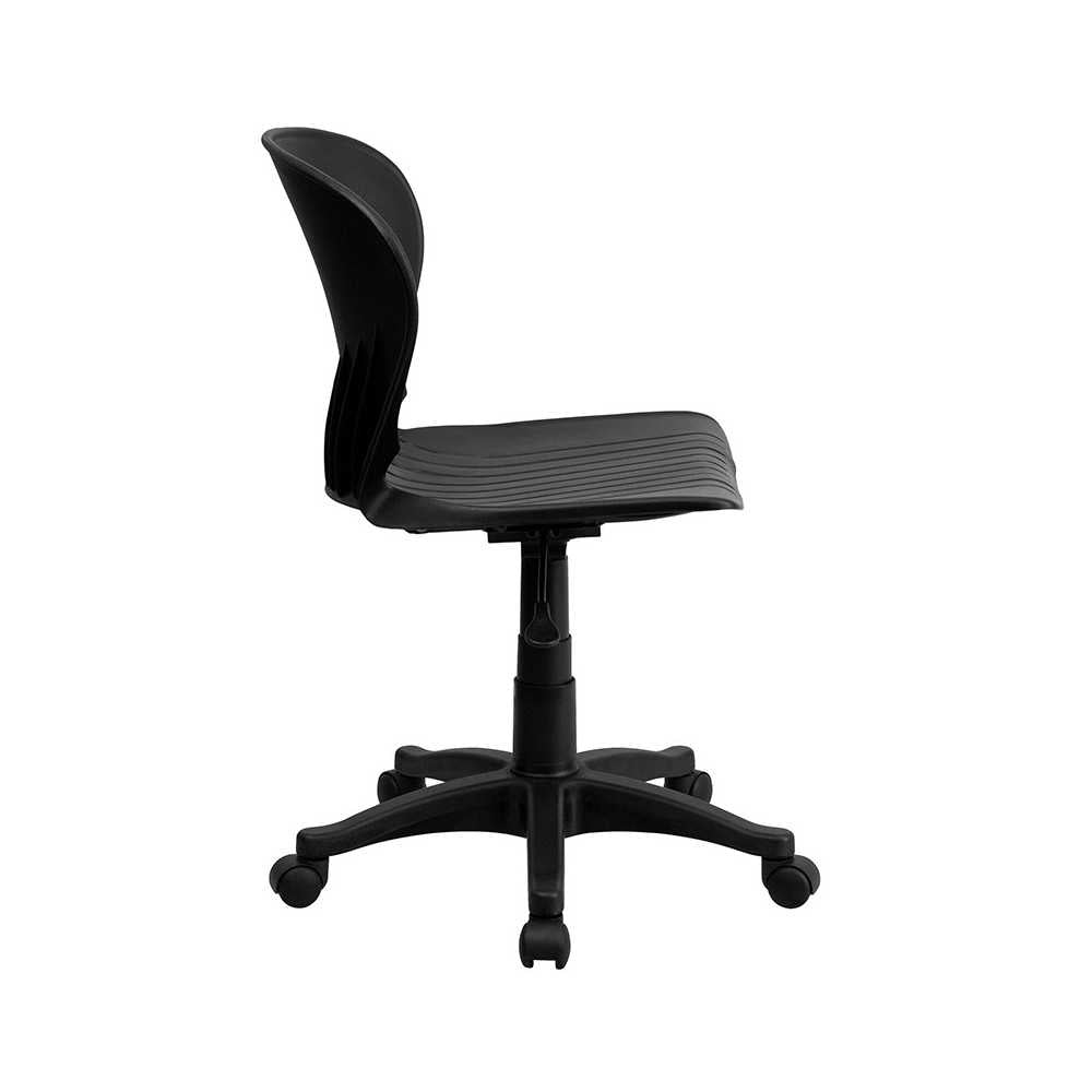 Mid-Back Black Plastic Swivel Task Office Chair