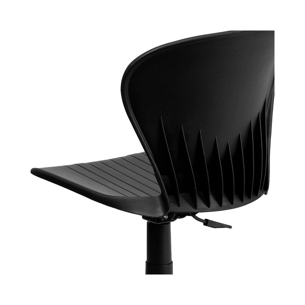 Mid-Back Black Plastic Swivel Task Office Chair