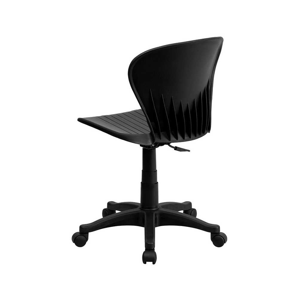 Mid-Back Black Plastic Swivel Task Office Chair