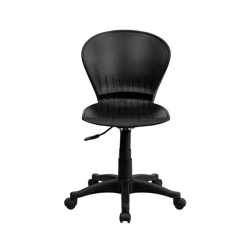 Mid-Back Black Plastic Swivel Task Office Chair