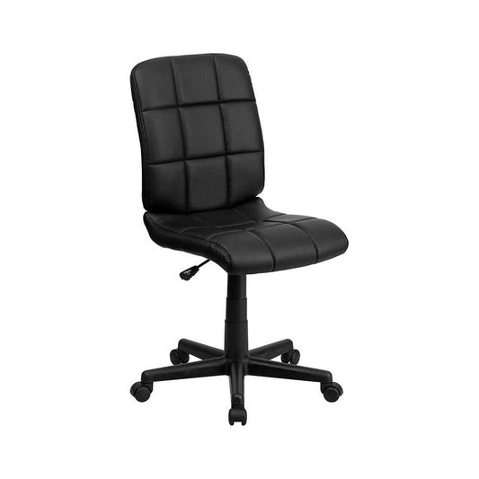 Mid-Back Black Quilted Vinyl Swivel Task Office Chair