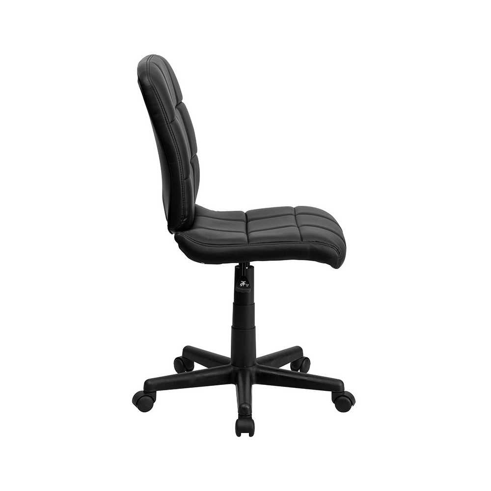 Mid-Back Black Quilted Vinyl Swivel Task Office Chair