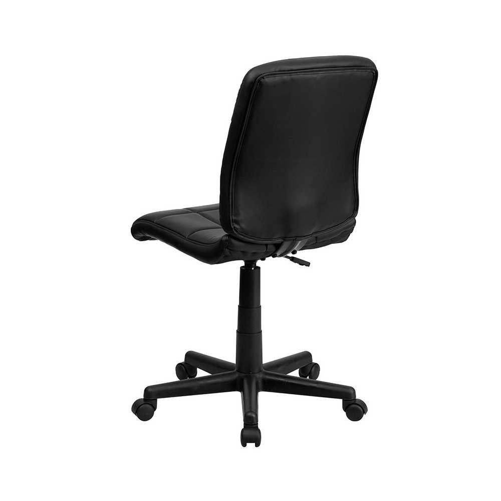 Mid-Back Black Quilted Vinyl Swivel Task Office Chair