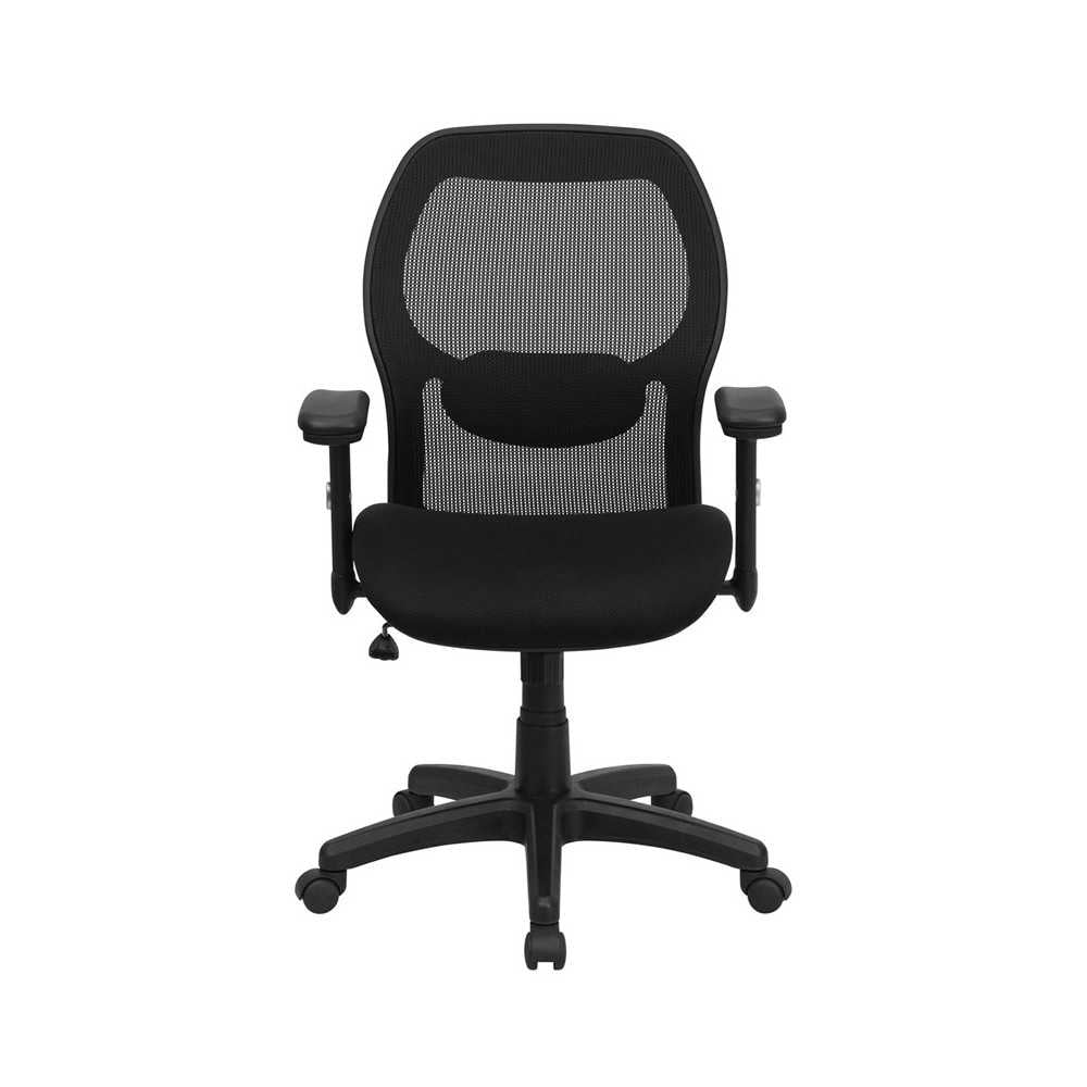 Mid-Back Black Super Mesh Executive Swivel Office Chair with Adjustable Lumbar & Arms