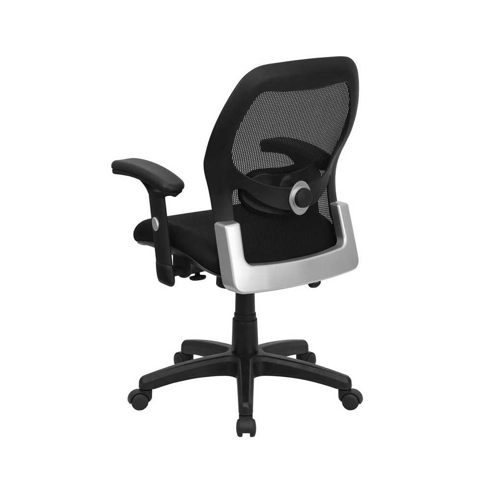 Mid-Back Black Super Mesh Executive Swivel Office Chair with Adjustable Lumbar & Arms